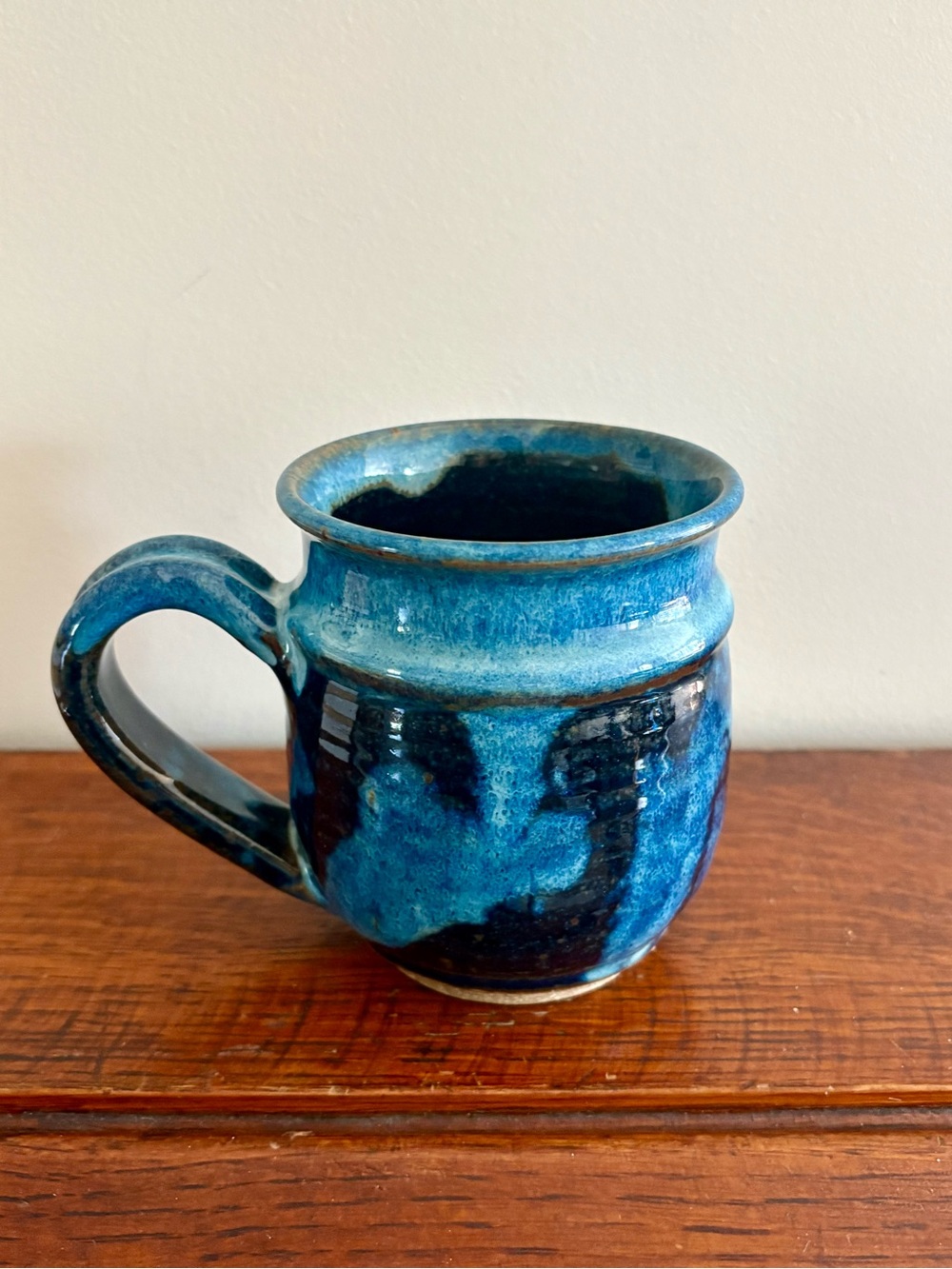 Handcrafted Blue Pottery Mug - Artisan Home Art - Signed